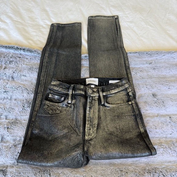 Frame Le Sylvie Metallic Silver Pants - Picture 2 of 4